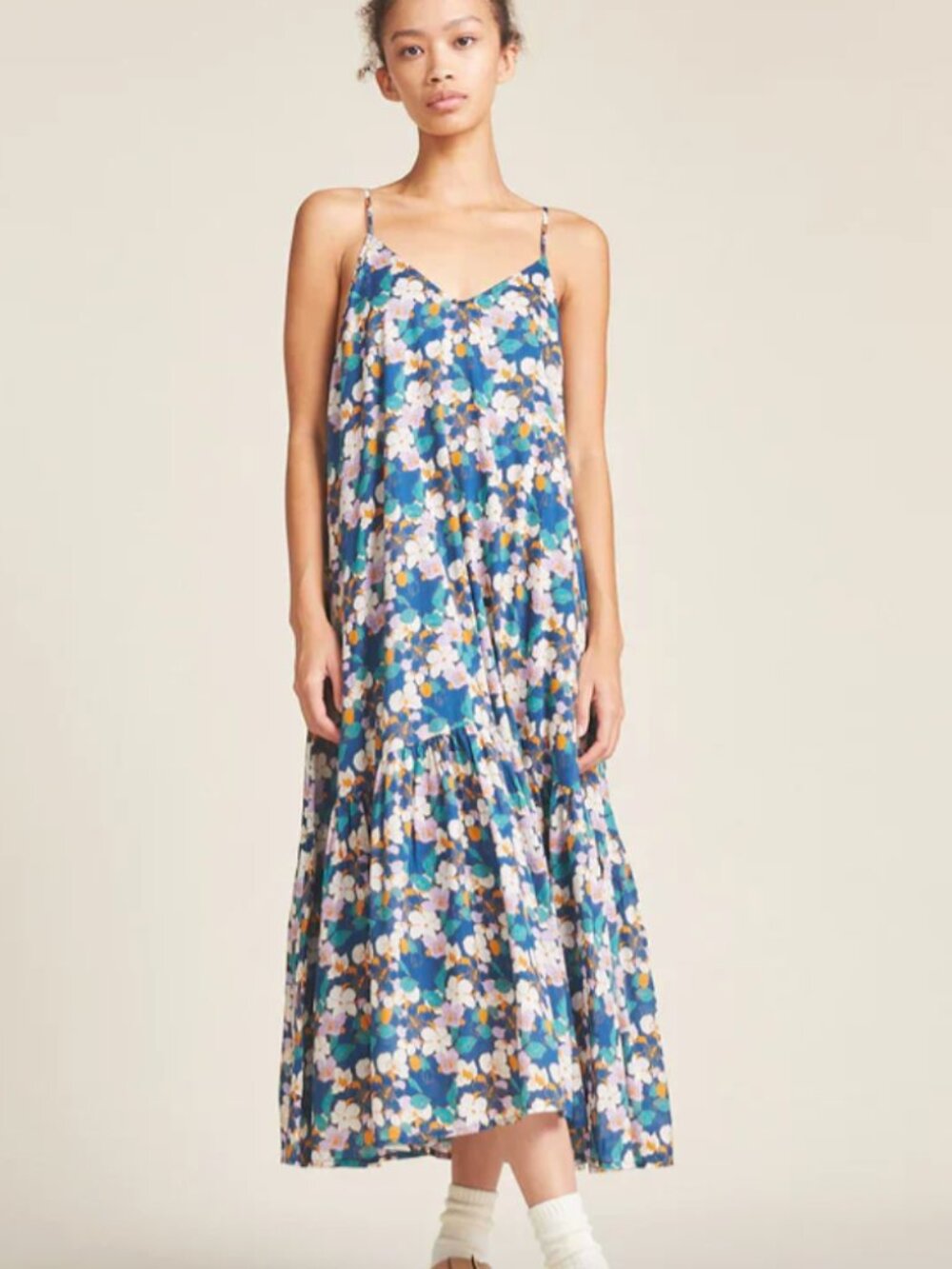 Trovata 100% Cotton Floral Tropical Vine Midi Ari Dress - Size - XS